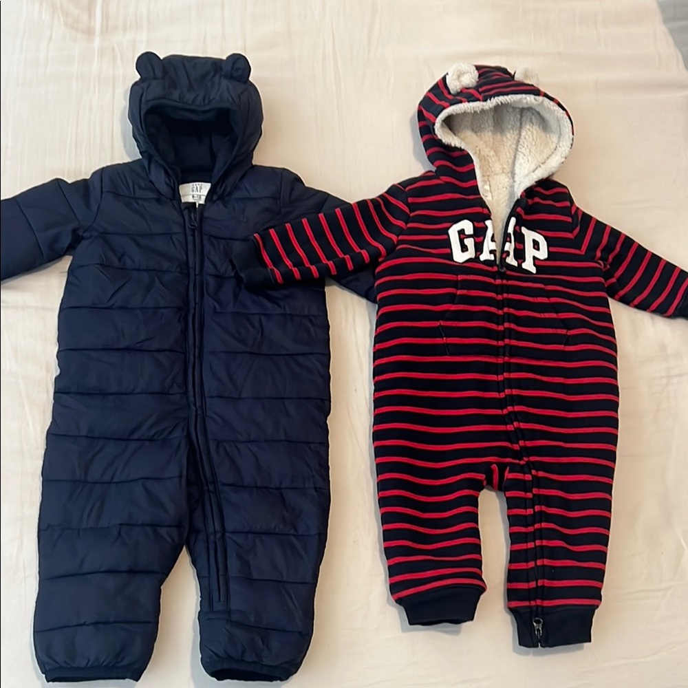 GAP Baby Snowsuit and Striped Suit Set, 6-12M